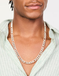 Mens Waterproof Stainless Steel Figaro Chain Necklace - link has visual effect only