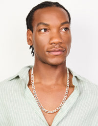 Mens Waterproof Stainless Steel Figaro Chain Necklace - link has visual effect only