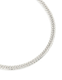 Mens Waterproof Stainless Steel Smooth Cuban Link Necklace - link has visual effect only