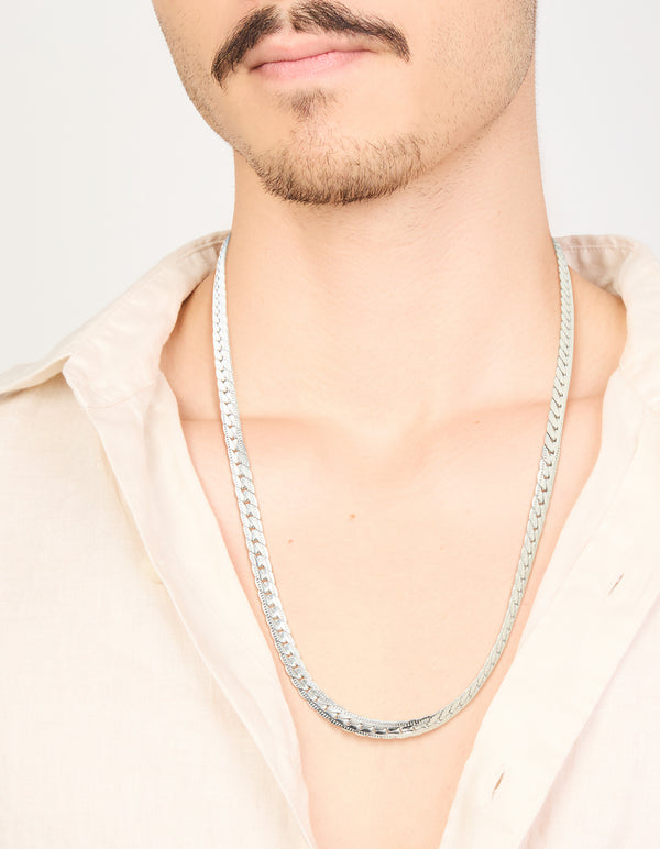Mens Waterproof Stainless Steel Smooth Snake Chain Necklace