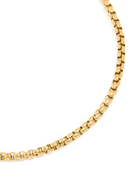 Mens Waterproof Gold Plated Stainless Steel Large Smooth Box Chain Necklace - link has visual effect only