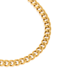 Mens Waterproof Gold Plated Stainless Steel Miami Cuban Link Necklace - link has visual effect only