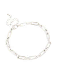 Mens Waterproof Stainless Steel Paperclip Chain Bracelet - link has visual effect only