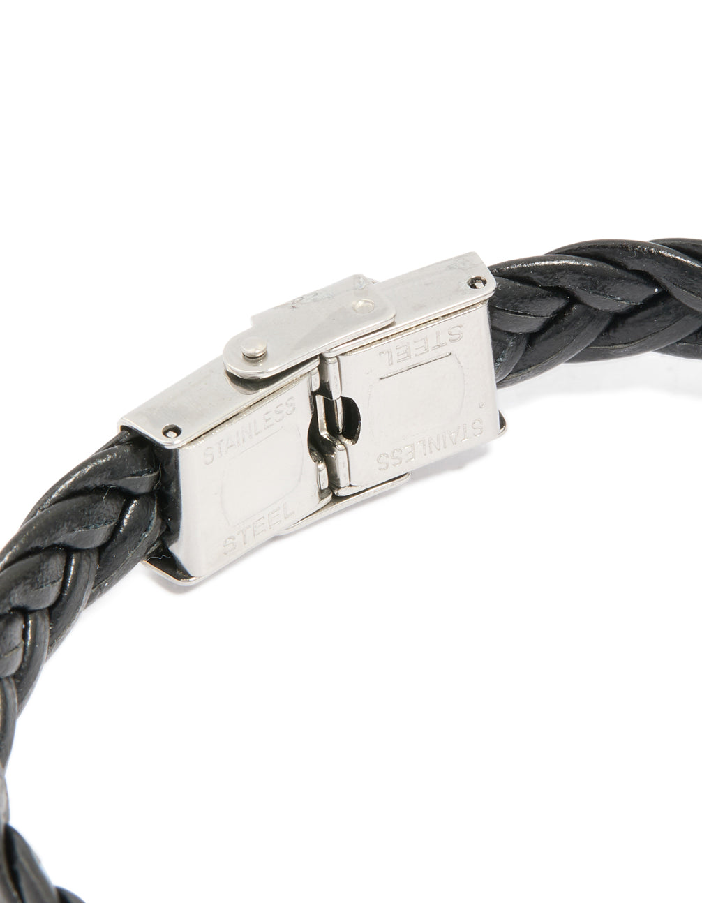 Mens Waterproof Stainless Steel Black Braided Band Bracelet