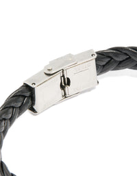 Mens Waterproof Stainless Steel Black Braided Band Bracelet - link has visual effect only