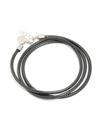 Mens Waterproof Stainless Steel Cord Wrap Bracelet - link has visual effect only