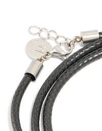 Mens Waterproof Stainless Steel Cord Wrap Bracelet - link has visual effect only