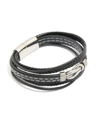 Mens Waterproof Stainless Steel Mixed Braid Detail Bracelet - link has visual effect only