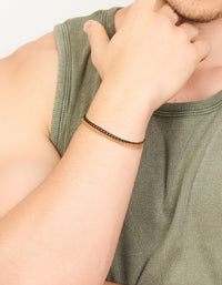 Mens Waterproof Gold Plated Stainless Steel & Black Coated Metal Double Chain Bracelet - link has visual effect only