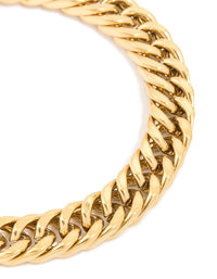 Mens Waterproof Gold Plated Stainless Steel Large Miami Cuban Link Bracelet - link has visual effect only
