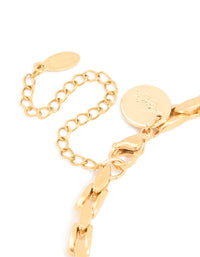 Mens Waterproof  Gold Plated Stainless Steel Detailed Chain Link Bracelet - link has visual effect only