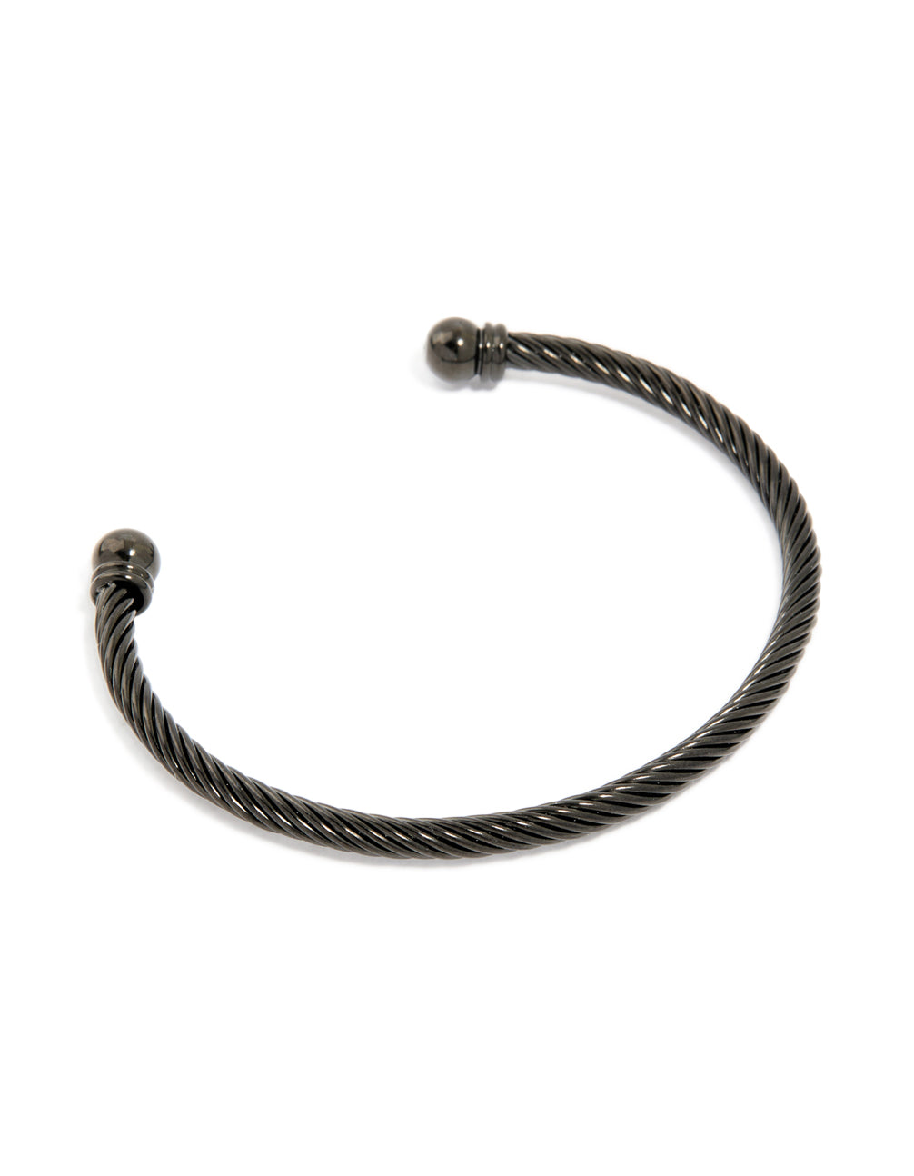 Mens Waterproof Black Stainless Steel Wire Twisted Wrist Cuff