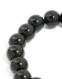 Mens Waterproof Stainless Steel Large Beaded Stretch Bracelet - link has visual effect only