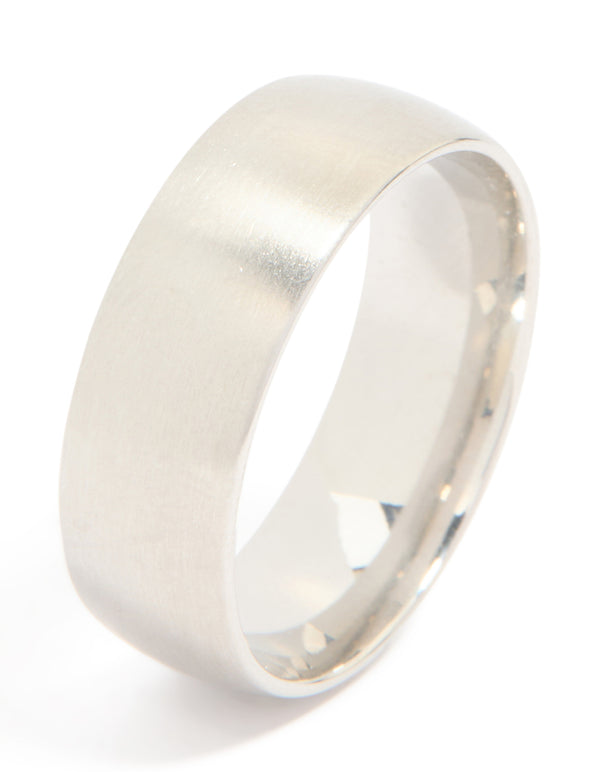 Mens Waterproof Stainless Steel Brushed Wide Band Ring