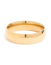 Mens Waterproof Gold Plated Stainless Steel Smooth Cigar Band Ring - link has visual effect only