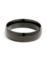 Mens Waterproof Black Coated Stainless Steel Smooth Band Ring - link has visual effect only