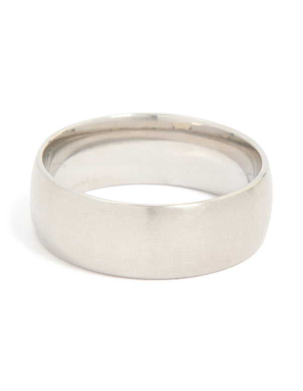 Mens Waterproof Stainless Steel Brushed Wide Band Ring