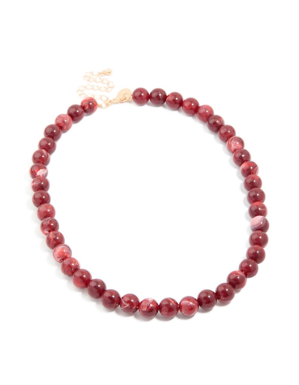 Red Marbled Acrylic Beaded Necklace