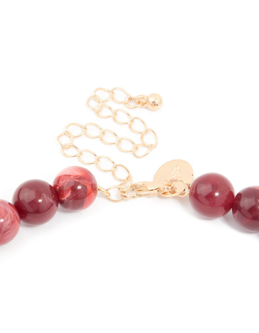 Red Marbled Acrylic Beaded Necklace