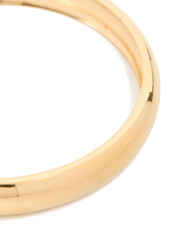 Waterproof Gold Plated Stainless Steel Round Smooth Bangle