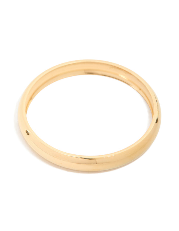 Waterproof Gold Plated Stainless Steel Round Smooth Bangle