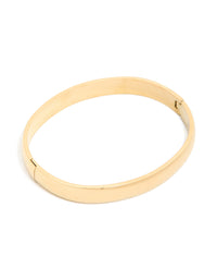Waterproof Rose Gold Plated Stainless Steel Smooth Hinged Bangle - link has visual effect only