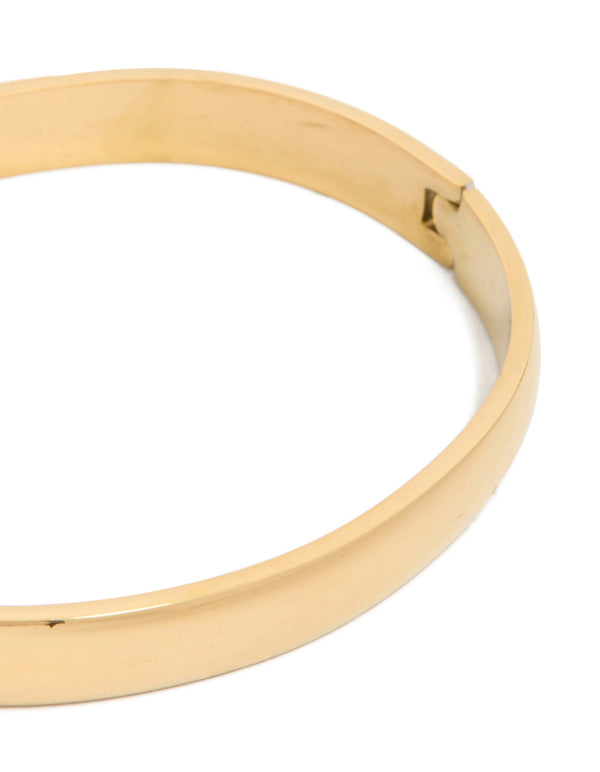 Waterproof Rose Gold Plated Stainless Steel Smooth Hinged Bangle