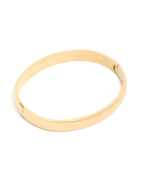 Waterproof Rose Gold Plated Stainless Steel Smooth Hinged Bangle