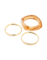 Brown Acrylic & Gold Bangles 3-Pack - link has visual effect only