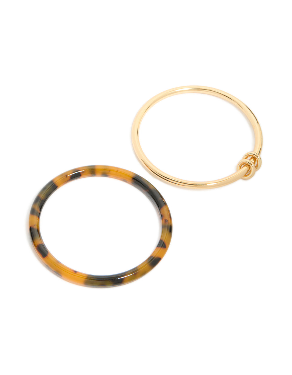Black Brown Acrylic & Gold Smooth Bangles 2-Pack