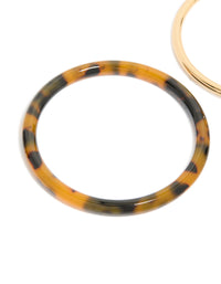 Black Brown Acrylic & Gold Smooth Bangles 2-Pack - link has visual effect only