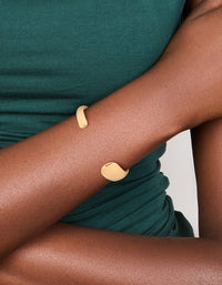 Waterproof Gold Plated Stainless Steel Asymmetrical Wrist Cuff - link has visual effect only