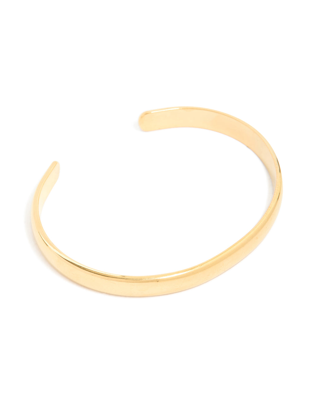 Showcasing a waterproof rose gold plated stainless steel round wrist cuff in gold front view