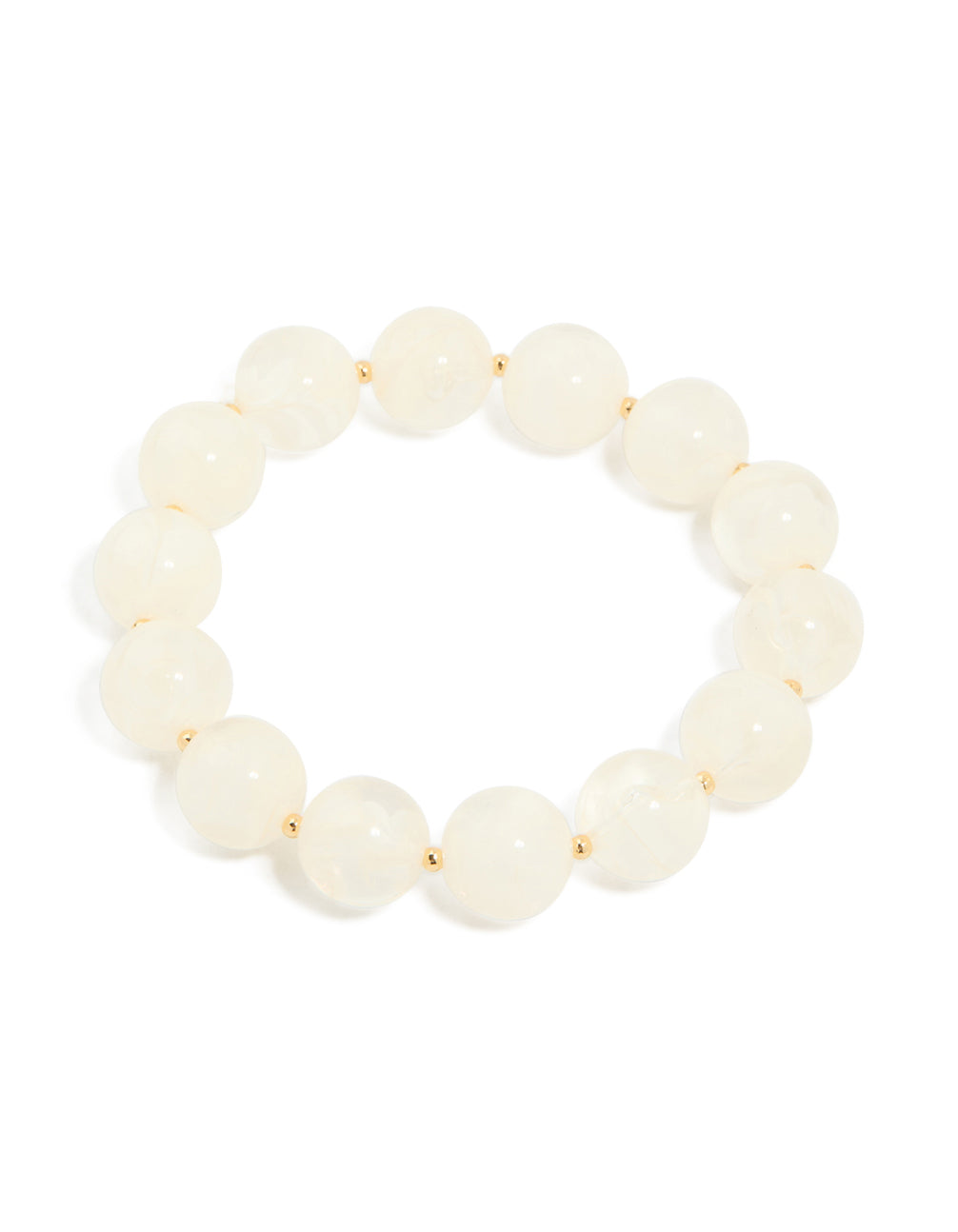 Gold Cream Acrylic Beaded Stretch Bracelet