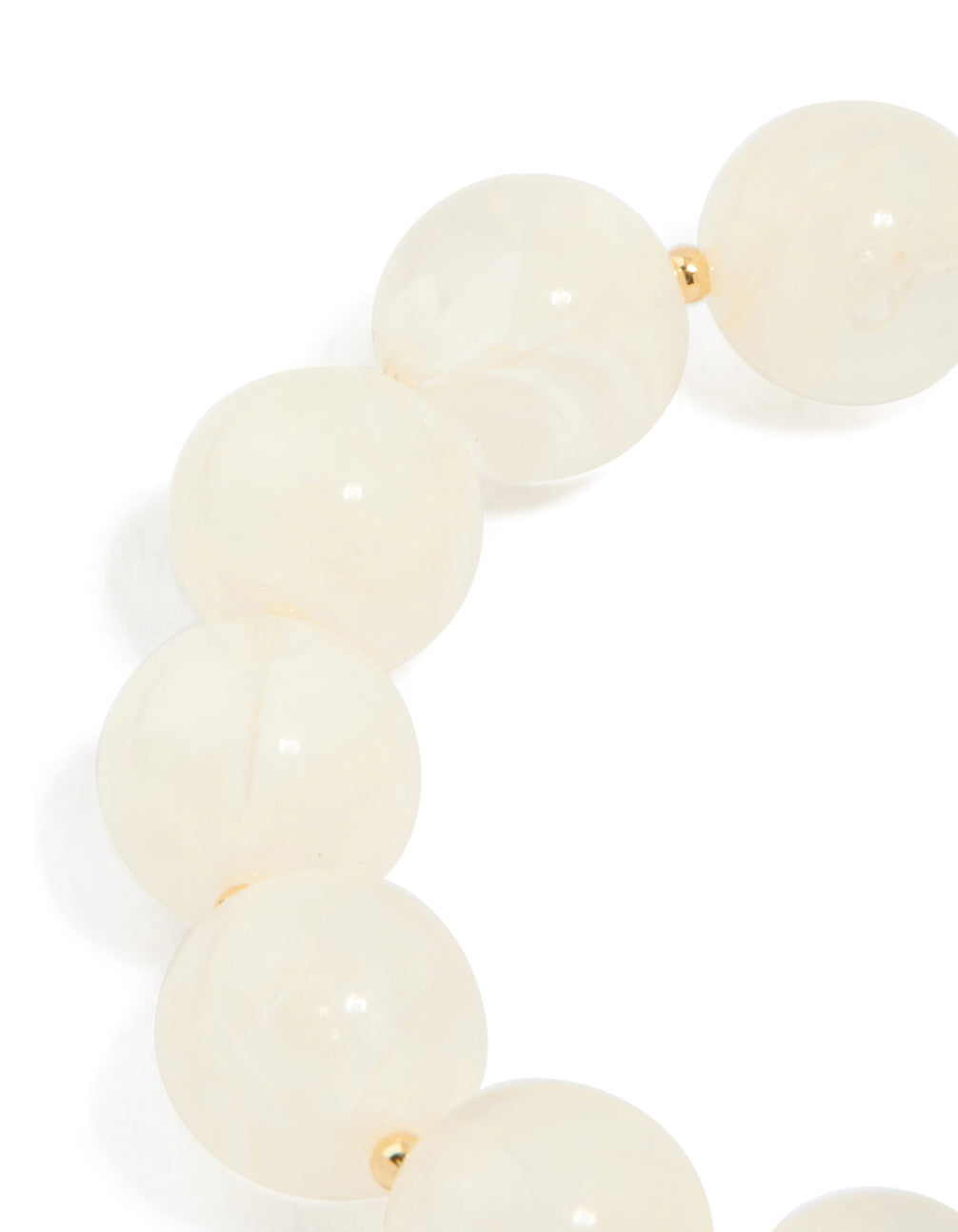 Gold Cream Acrylic Beaded Stretch Bracelet