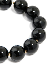 Black Acrylic Beaded Stretch Bracelet - link has visual effect only