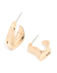 Gold Horizontal Ribbed Open Hoop Earrings - link has visual effect only