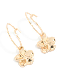 Gold Frangipani Flower Drop Huggie Earrings - link has visual effect only