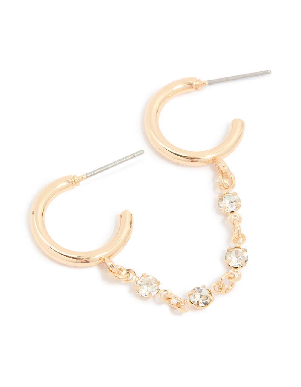 Gold Double Hoop Chain Earring - Lovisa