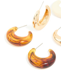 Gold & Acrylic Hoop Earrings 3-Pack - link has visual effect only
