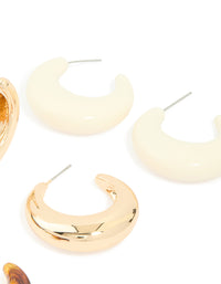 Gold & Acrylic Hoop Earrings 3-Pack - link has visual effect only