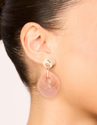 Gold & Pink Acrylic Drop Earrings - link has visual effect only