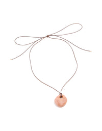 Pink Acrylic Pendant Dark Brown Cord Necklace - link has visual effect only