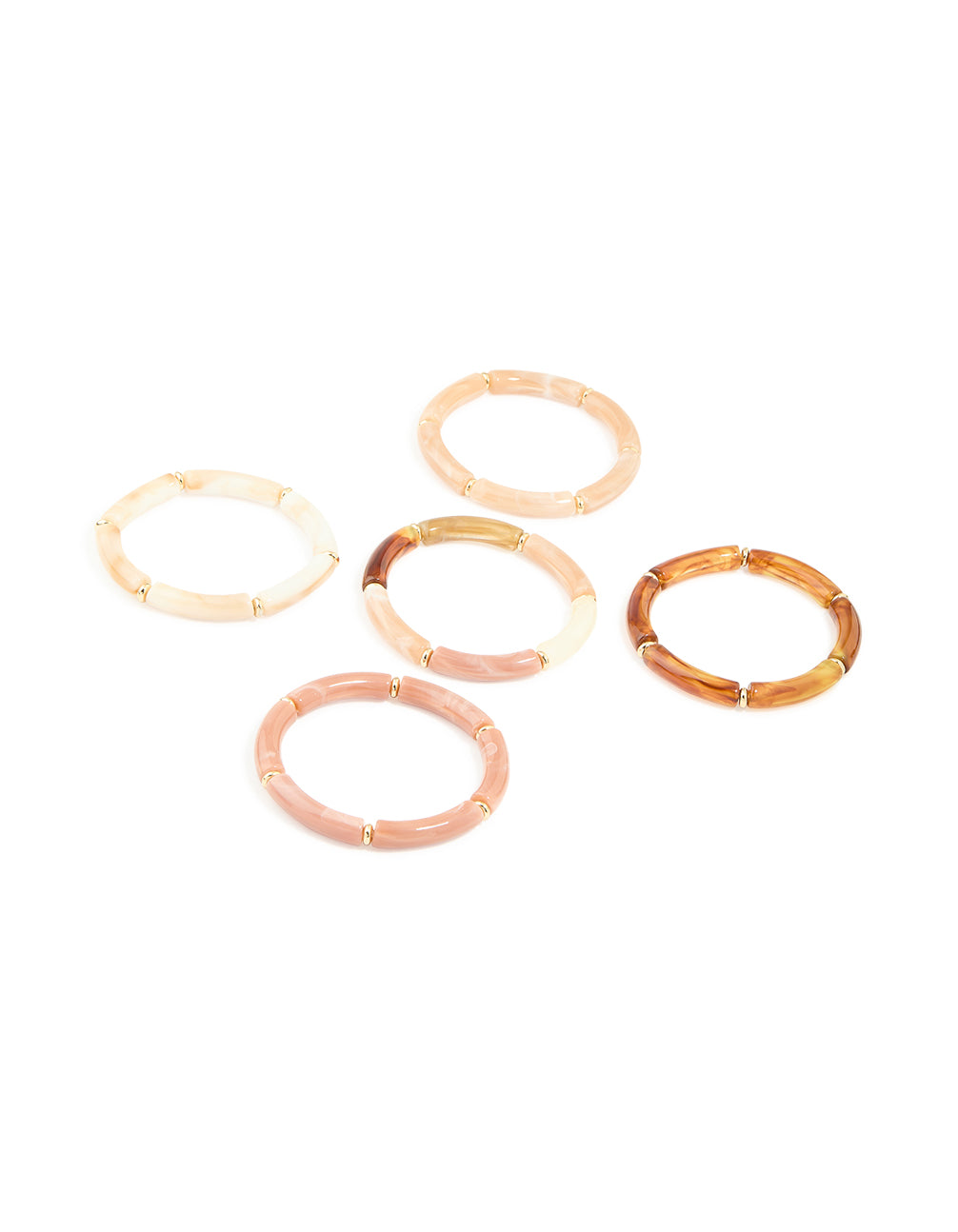 Gold Neutral Acrylic Stretch Bracelets 5-Pack