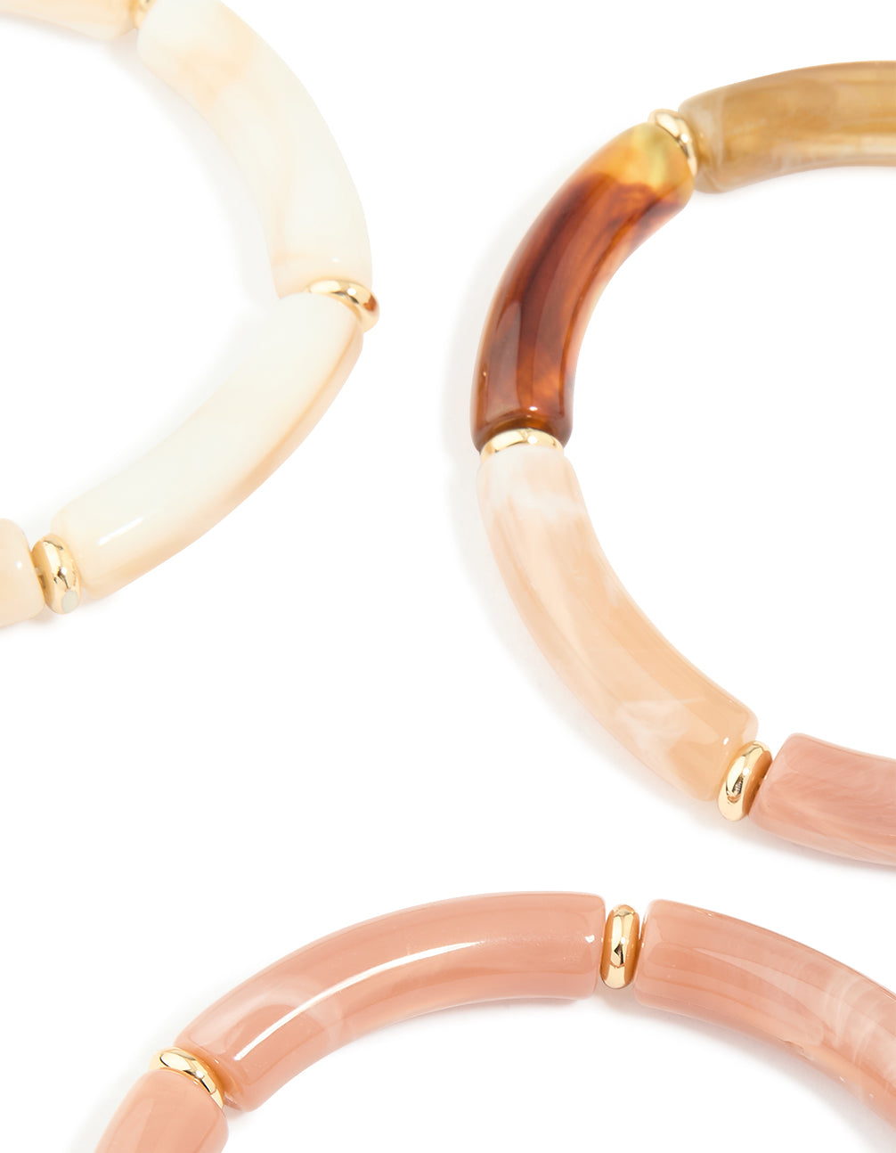 Gold Neutral Acrylic Stretch Bracelets 5-Pack