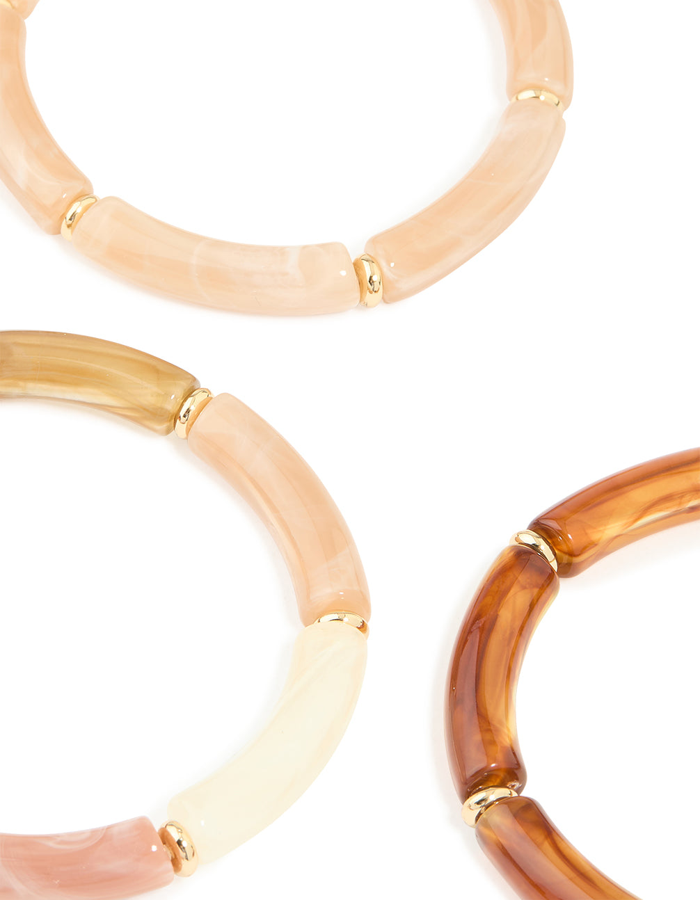 Gold Neutral Acrylic Stretch Bracelets 5-Pack