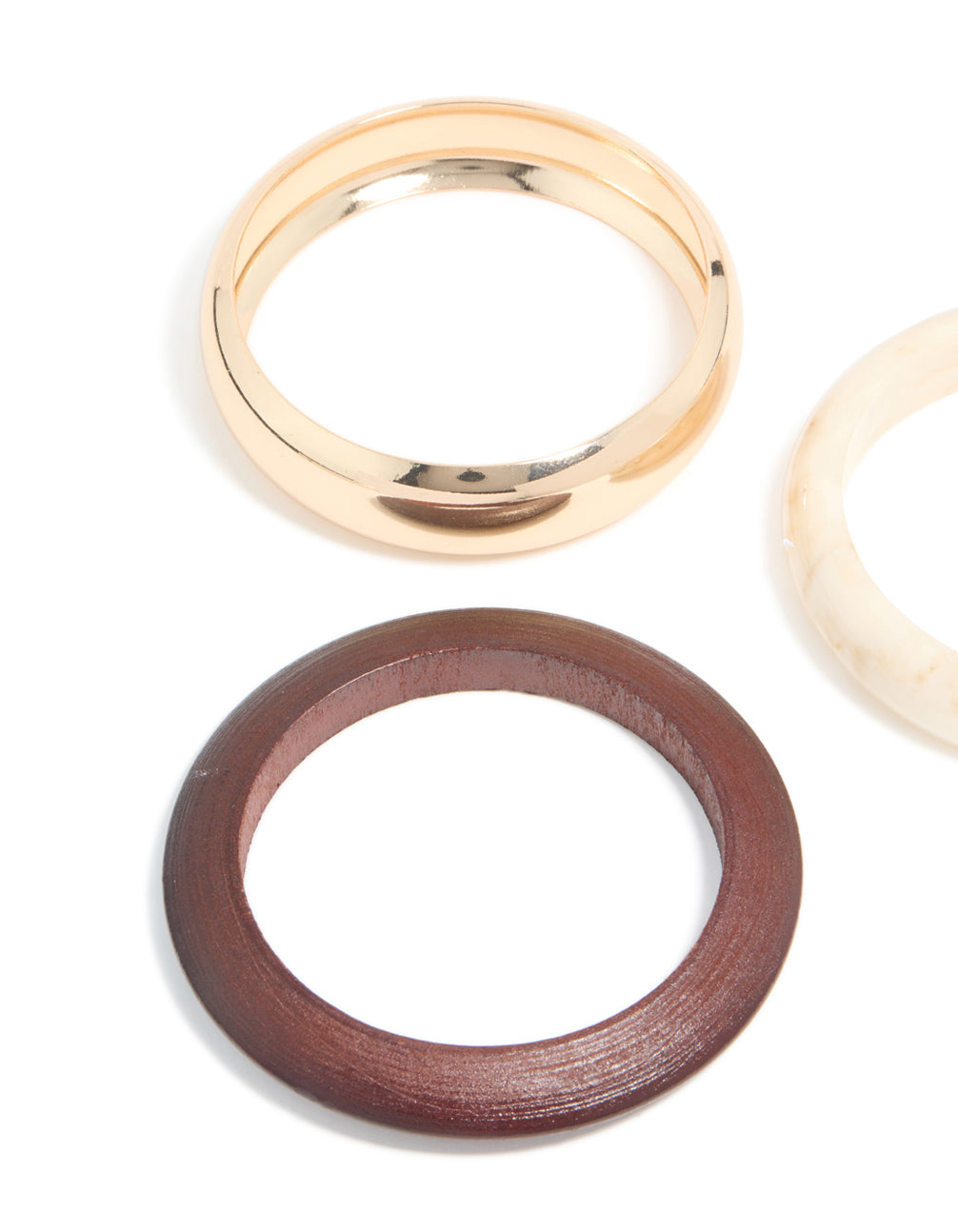 Gold, Wood & Acrylic Bangles 3-Pack