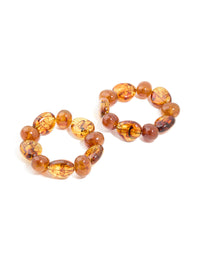 Brown Acrylic Beaded Stretch Bracelets 2-Pack - link has visual effect only