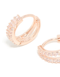 Rose Gold Plated Cubic Zirconia Split Huggie Earrings - link has visual effect only