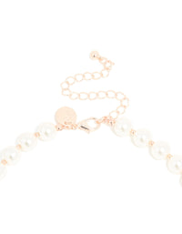 Rose Gold Plated Pearl & Ball Alternating Necklace - link has visual effect only
